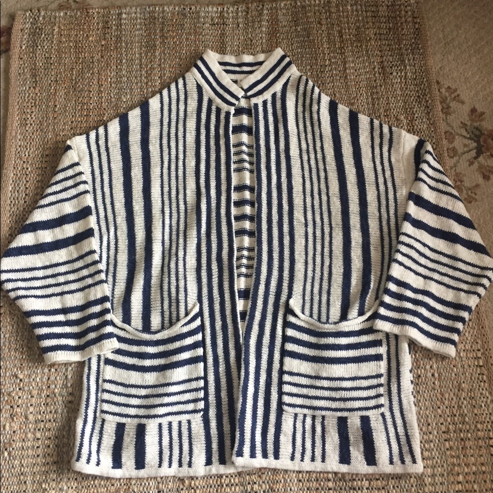 EUC Navy Striped Slouchy Cardigan